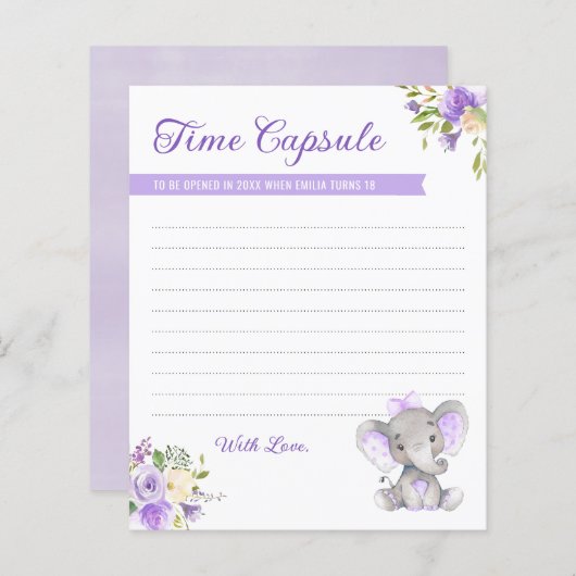 Baby Meisje Olifant 1e Verjaardag Tijd Capsule Kaa (Voorkant / Achterkant)