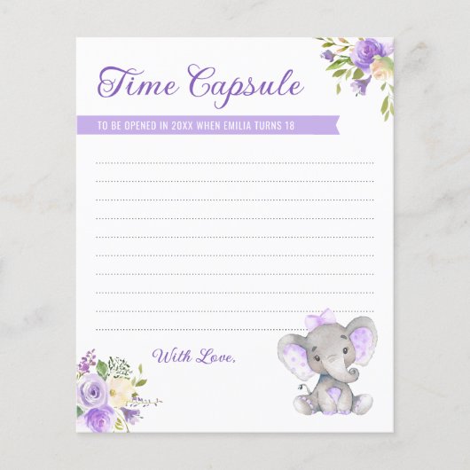 Baby Meisje Olifant 1e Verjaardag Tijd Capsule Kaa (Voorkant)