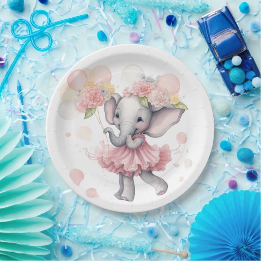 Baby Meisje Olifant Baby shower Borden Papieren Bordje (Feest)