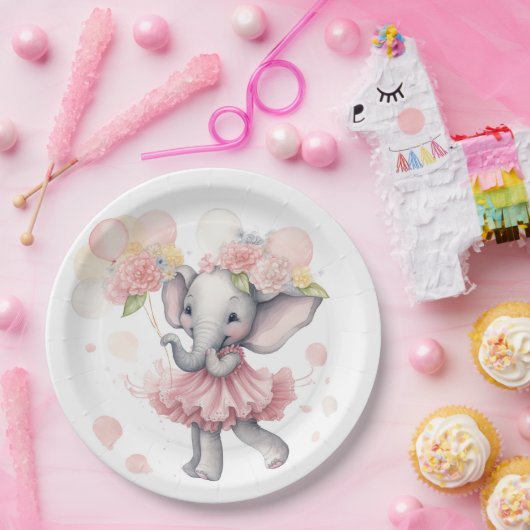 Baby Meisje Olifant Baby shower Borden Papieren Bordje (Feest)