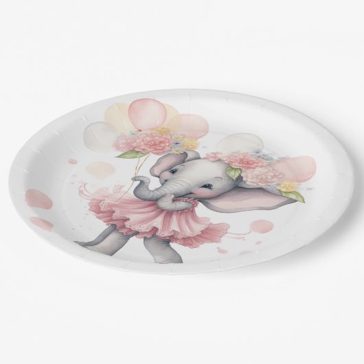 Baby Meisje Olifant Baby shower Borden Papieren Bordje (Gekanteld)