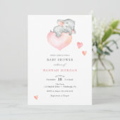 Baby Meisje Olifant Baby shower Kaart (Staand voorkant)