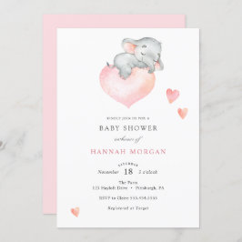 Baby Meisje Olifant Baby shower Kaart