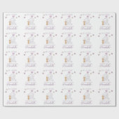 Baby Meisje Olifant en Schattigee Ballon Waterverf Cadeaupapier (Vlak)