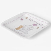 Baby Meisje Olifant en Schattigee Ballon Waterverf Papieren Bordje (Gebogen)