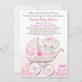 Baby meisje olifant met masker zoom Baby shower Kaart (Voorkant)