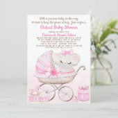 Baby meisje olifant met masker zoom Baby shower Kaart (Staand voorkant)
