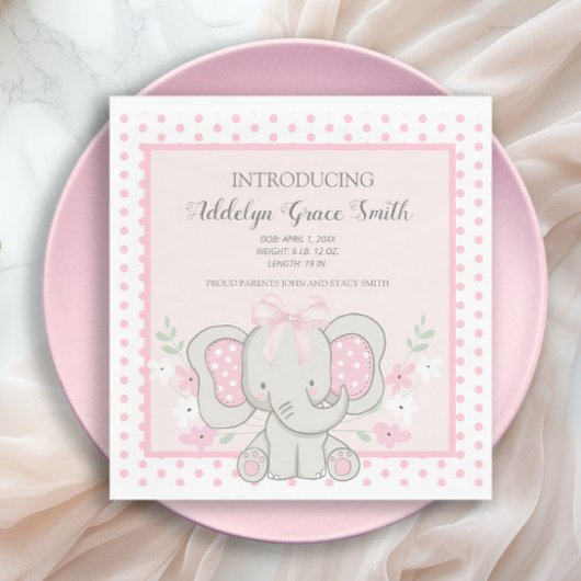 Baby Meisje Olifant Roze Polka Dot Sip Zie Douche Servet