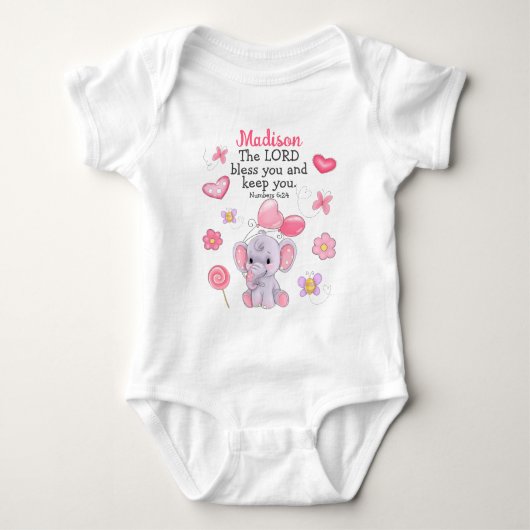 Baby Meisje Onesie met Bijbeltekst en Naam Romper (Voorkant)