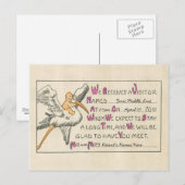  Baby Meisje & Ooievaar Geboorteaankondiging Roze Aankondigingskaart (Voorkant / Achterkant)