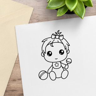 Baby Meisje Overall Kleur Me Rubberstempel