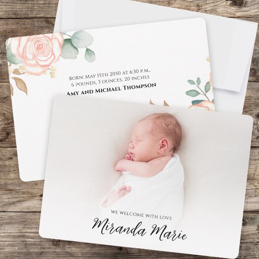 Baby Meisje Overlay Tekst Pasgeboren Foto Bloemen 