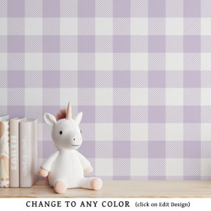 Baby Meisje Paarse Gingham Pattern Kwekerij Wallpa Behang