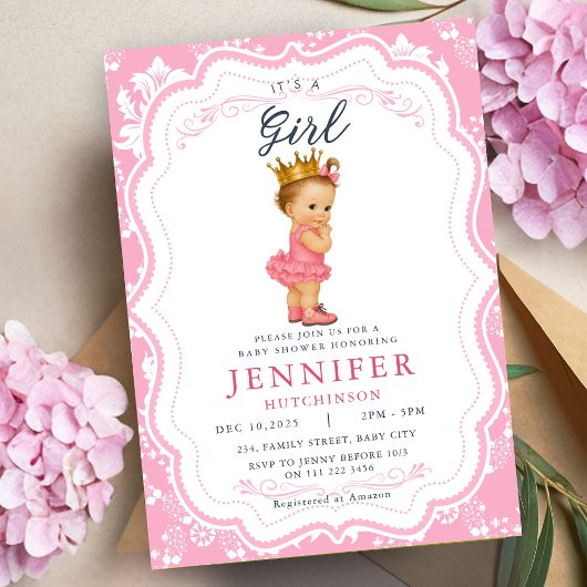 baby meisje prinses Baby shower Kaart