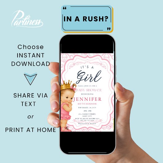  baby meisje prinses Baby shower Kaart