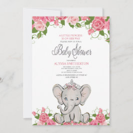 Baby Meisje Prinses Tiara Olifant Roze Bloemig Kaart
