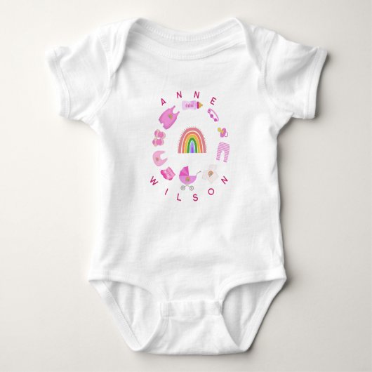 Baby Meisje Rainbow Roze Kleur Romper (Voorkant)