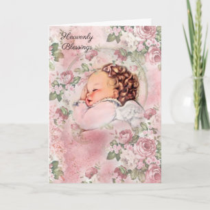  Baby Meisje Religious Pink Roses Kaart