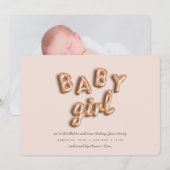 Baby meisje! Roos goud/PINK Aankondiging (Voorkant / Achterkant)