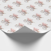  Baby Meisje Roze Baby Carriage Cadeaupapier (Hoek)