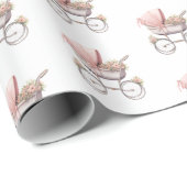  Baby Meisje Roze Baby Carriage Cadeaupapier (Rol Hoek)