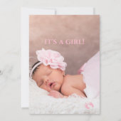 Baby Meisje Roze Baby Voeten Geboortefoto Aankondiging (Achterkant)