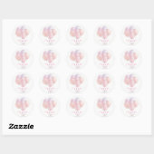 Baby Meisje Roze Ballonnen Ronde Sticker (Vel)