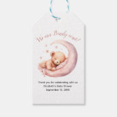 Baby Meisje Roze Beer Moon Bearly Wait Baby shower Cadeaulabel (Voorkant)