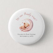 Baby Meisje Roze Beer Moon Bearly Wait Baby shower Ronde Button 5,7 Cm (Voorkant)