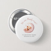 Baby Meisje Roze Beer Moon Bearly Wait Baby shower Ronde Button 5,7 Cm (Voorkant /achterkant)