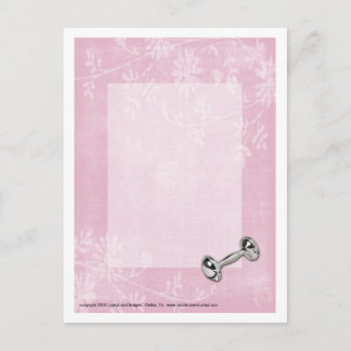 Baby Meisje Roze Bloemen Briefkaart