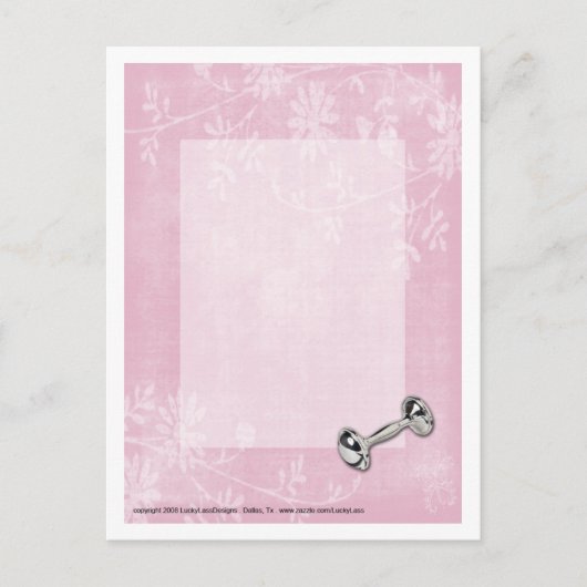 Baby Meisje Roze Bloemen Briefkaart (Voorkant)