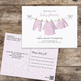 Baby Meisje Roze Bloemen Schattige Waterverf Cloth Briefkaart