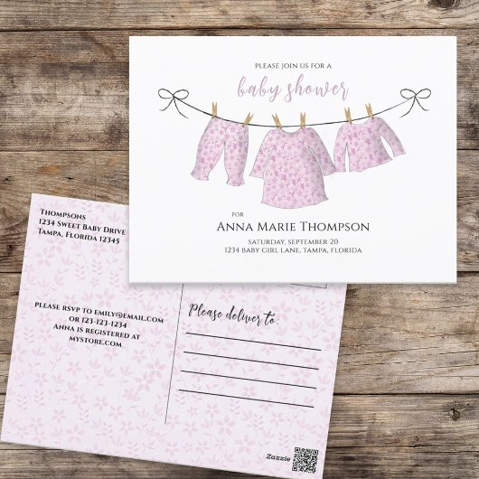 Baby Meisje Roze Bloemen Schattige Waterverf Cloth Briefkaart