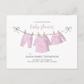 Baby Meisje Roze Bloemen Schattige Waterverf Cloth Briefkaart (Voorkant)