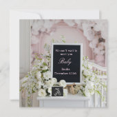 Baby meisje roze bloemen zwangerschap aankondiging (Voorkant)