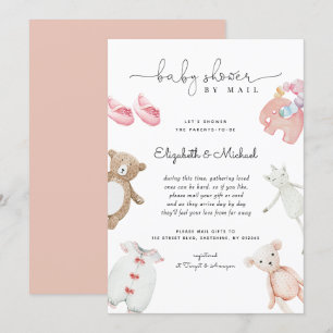 Baby Meisje Roze Boho Waterverf Baby shower per po Kaart