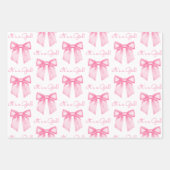 Baby Meisje Roze Bow Baby shower Wrapping Paper (Voorkant)