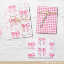Baby Meisje Roze Bow Baby shower Wrapping Paper
