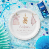Baby Meisje Roze Clothesline Baby shower Papieren Bordje (Feest)