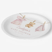 Baby Meisje Roze Clothesline Baby shower Papieren Bordje (Gekanteld)