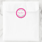 Baby Meisje Roze Dankjewel Doopfeest Ronde Sticker (Tas)