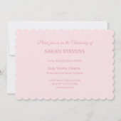 Baby Meisje Roze Doop Uitnodiging Cake Teddy Beer (Achterkant)