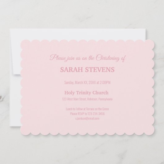 Baby Meisje Roze Doop Uitnodiging Cake Teddy Beer (Achterkant)