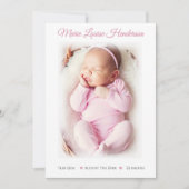 Baby Meisje Roze Dotted Geboorteaankondiging Kaart (Voorkant)