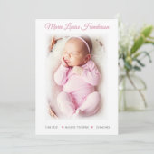 Baby Meisje Roze Dotted Geboorteaankondiging Kaart (Staand voorkant)