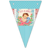  Baby Meisje Roze en Blauwe Vlag Banner (Eerste vlag)