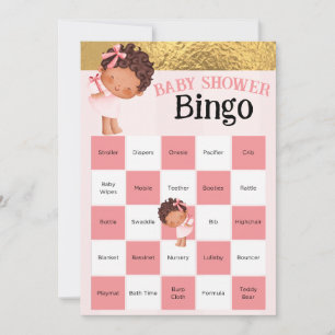 Baby Meisje Roze en Goud Baby shower Bingo Spel