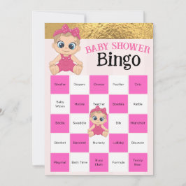Baby Meisje Roze en Goud Baby shower Bingo Spel