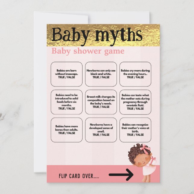 Baby Meisje Roze en Goud Babyshower Game (Voorkant)